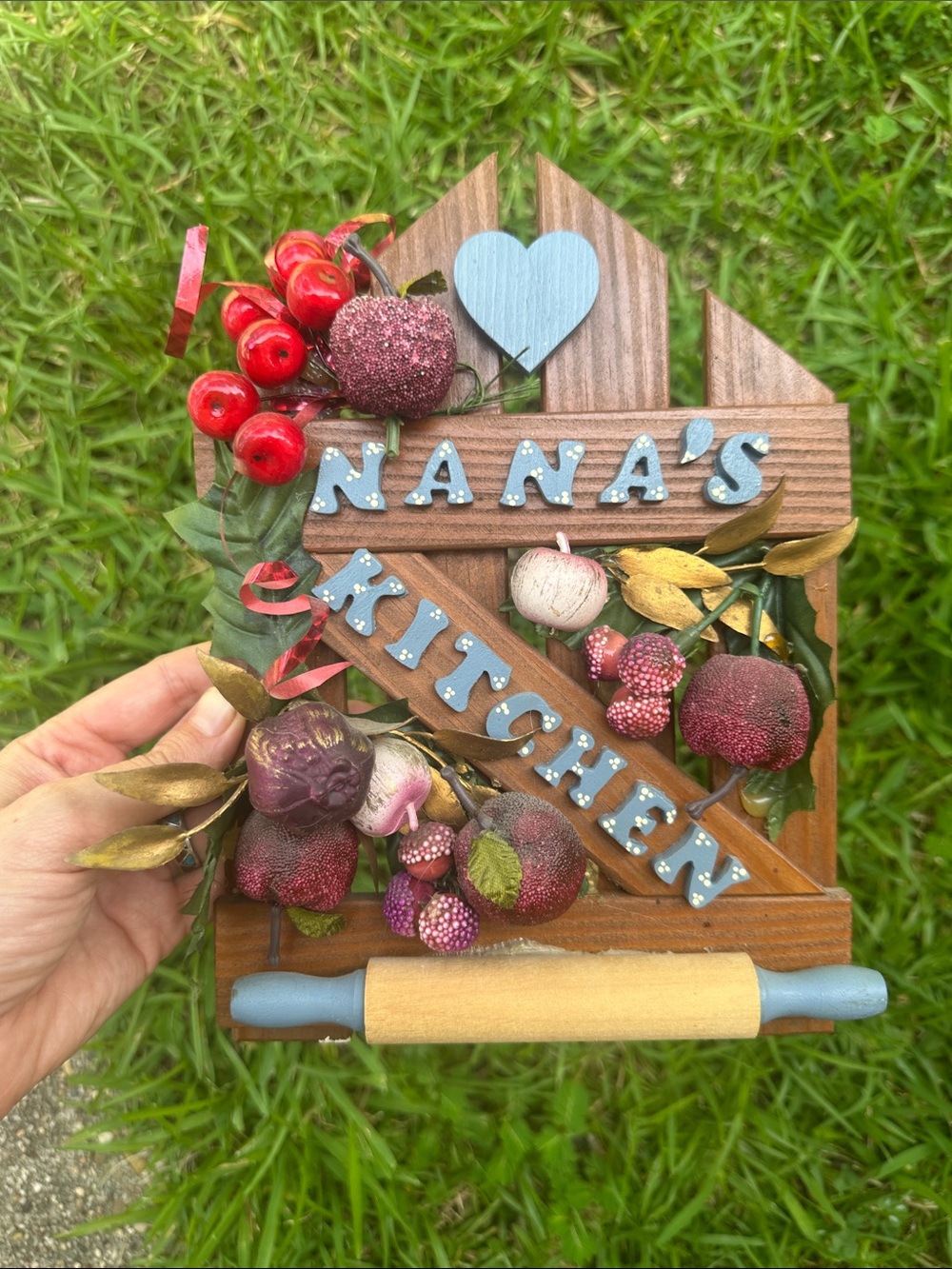 Handcrafted Nana's Kitchen Wall Plaque - Blue Accents